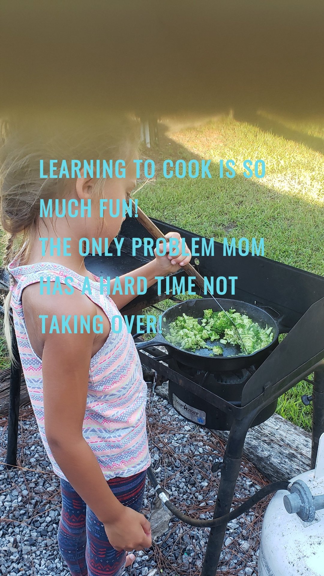 Learning to cook is so much fun! 
The only problem mom has a hard time not taking over!